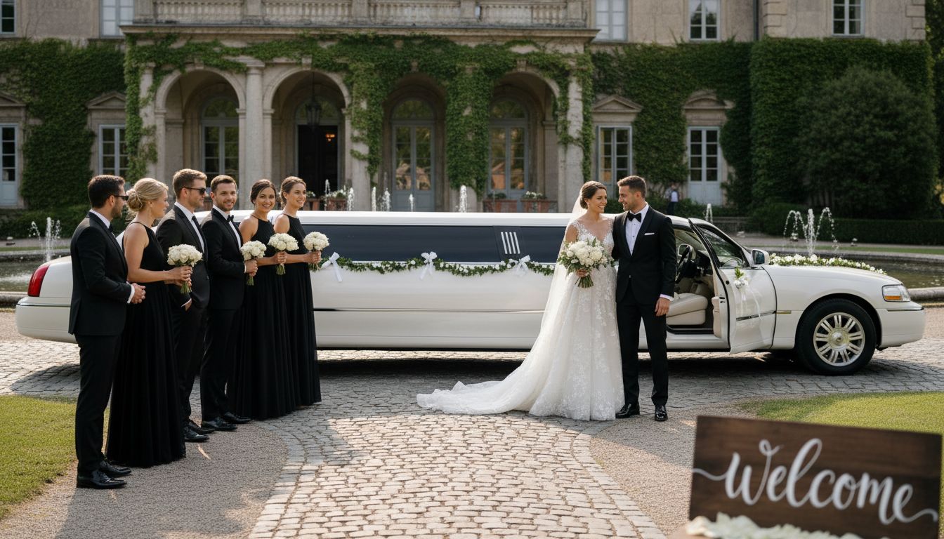 Bride and groom arrive in elegant limousine » Ashe County Livery blog Bride and groom arrive in elegant limousine