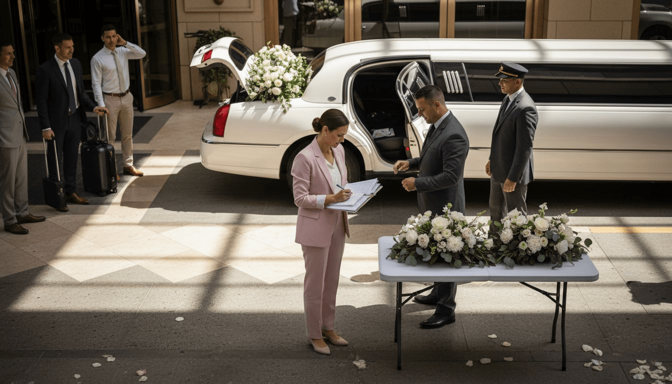 Planner and chauffeur organize wedding limousines