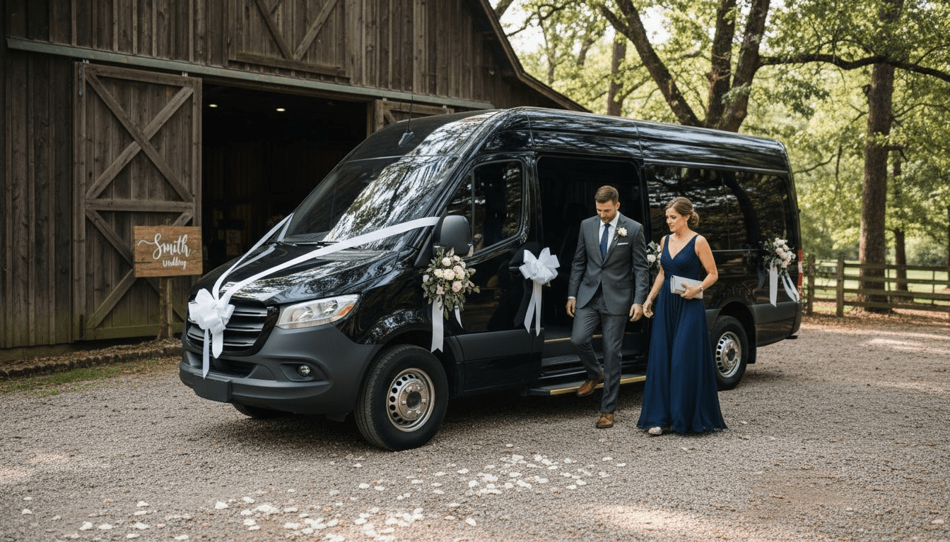 Luxury shuttle van at NC wedding venue