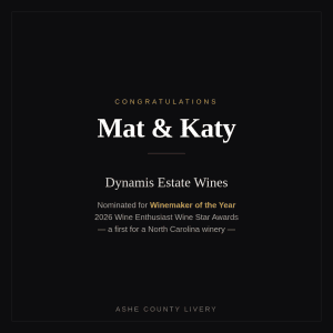Congratulations to Mat and Katy at Dynamis Estate Wines — 2026 Wine Enthusiast Winemaker of the Year Nominees